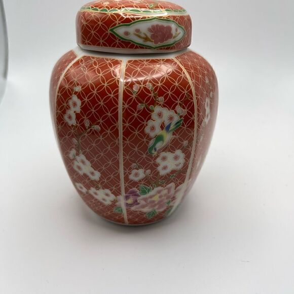 Cloisonné orange ginger jar vintage - Picture 2 of 4